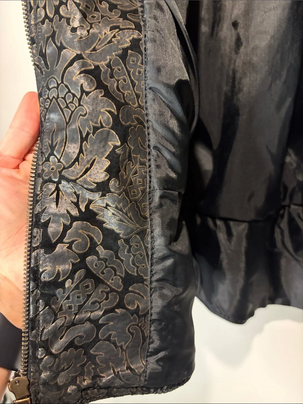 Winlit Genuine Leather Black Mixed Media Designs Western Aztec Full Zip SZ M